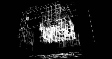 Mimari sanat konseptinde soyut çizgiler, minimum geometrik şekiller. 