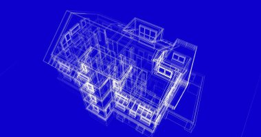 Mimari sanat konseptinde soyut çizgiler, minimum geometrik şekiller. 