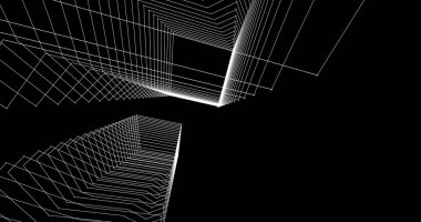 Mimari sanat konseptinde soyut çizgiler, minimum geometrik şekiller. 