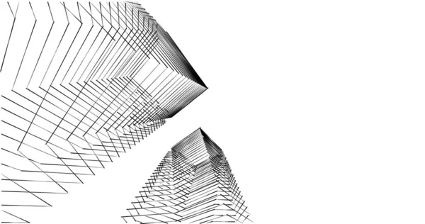 Abstrakcyjne Linie Rysunku Koncepcji Sztuki Architektonicznej Minimalne Kształty Geometryczne — Zdjęcie stockowe