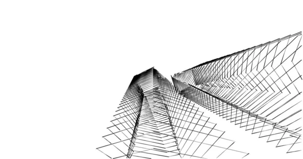 Líneas Abstractas Dibujo Concepto Arte Arquitectónico Formas Geométricas Mínimas — Foto de Stock