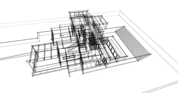 Abstraktní Kreslicí Čáry Architektonickém Pojetí Minimální Geometrické Tvary — Stock fotografie