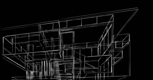 Linhas Abstratas Desenho Conceito Arte Arquitetônica Formas Geométricas Mínimas — Fotografia de Stock