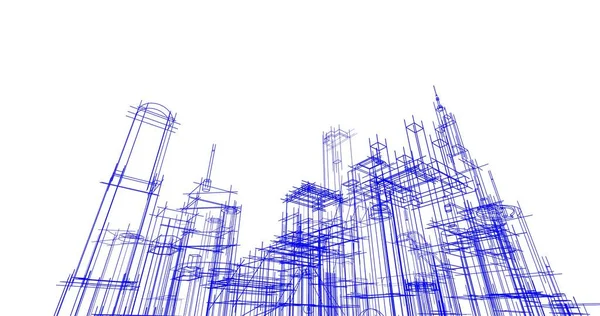 建筑墙纸设计 数字概念背景 — 图库照片