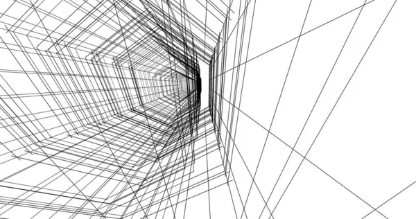 建築芸術の概念における抽象的な線や最小限の幾何学的形状 — ストック写真