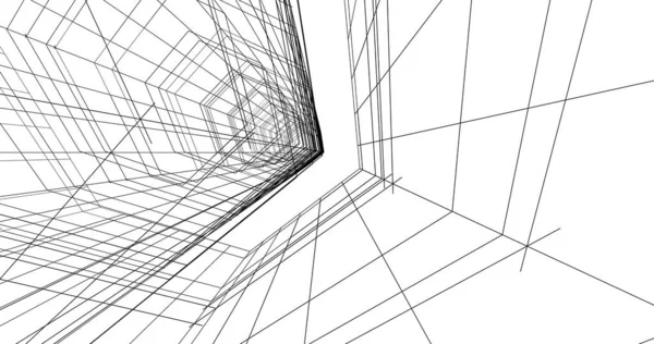 Elvont Rajzvonalak Építészeti Képzőművészetben Minimális Geometriai Formák — Stock Fotó