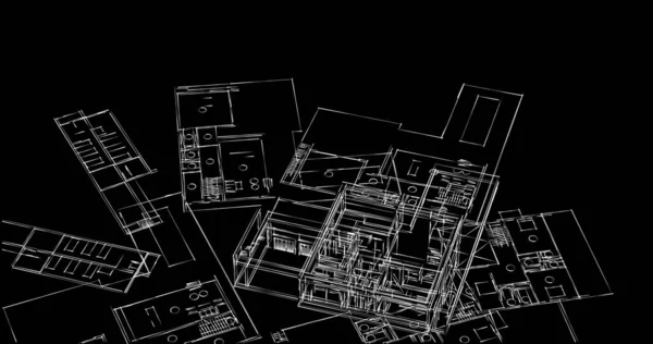 Abstrakte Zeichnungslinien Architektonischen Kunstkonzept Minimale Geometrische Formen — Stockfoto