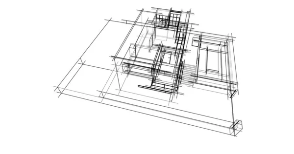 Abstract Drawing Lines Architectural Art Concept Minimal Geometrical Shapes — Stock Photo, Image