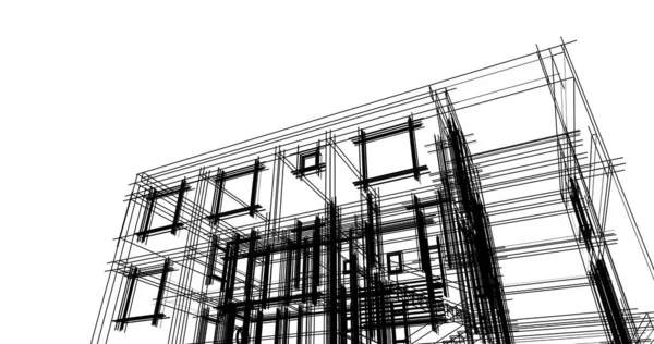 Líneas Abstractas Dibujo Concepto Arte Arquitectónico Formas Geométricas Mínimas — Foto de Stock