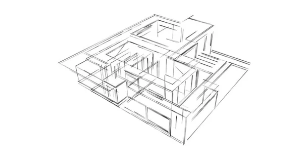 Líneas Abstractas Dibujo Concepto Arte Arquitectónico Formas Geométricas Mínimas — Foto de Stock