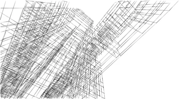 Abstrakcyjne Linie Rysunku Koncepcji Sztuki Architektonicznej Minimalne Kształty Geometryczne — Zdjęcie stockowe