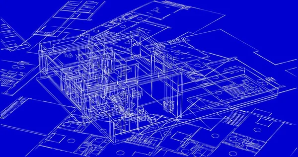 建築芸術の概念における抽象的な線や最小限の幾何学的形状 — ストック写真