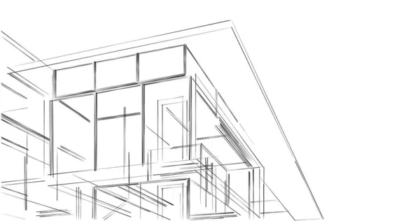 建築芸術の概念における抽象的な線や最小限の幾何学的形状 — ストック写真