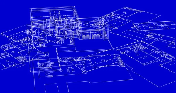 Abstraktní Kreslicí Čáry Architektonickém Pojetí Minimální Geometrické Tvary — Stock fotografie