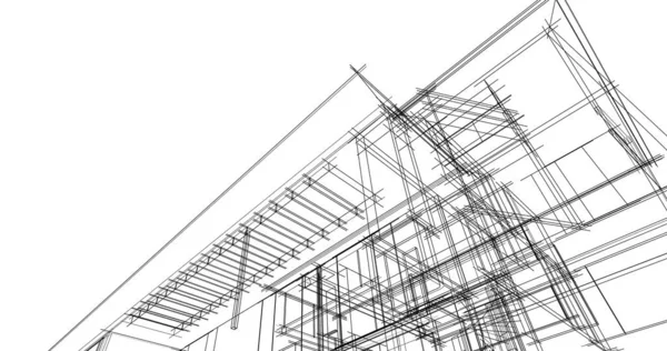 Líneas Abstractas Dibujo Concepto Arte Arquitectónico Formas Geométricas Mínimas — Foto de Stock