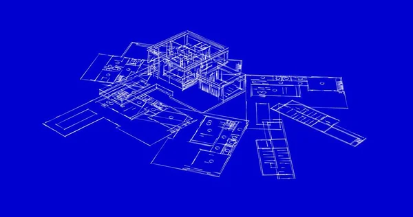 Abstraktní Kreslicí Čáry Architektonickém Pojetí Minimální Geometrické Tvary — Stock fotografie