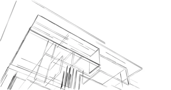 Abstrakcyjne Linie Rysunku Koncepcji Sztuki Architektonicznej Minimalne Kształty Geometryczne — Zdjęcie stockowe