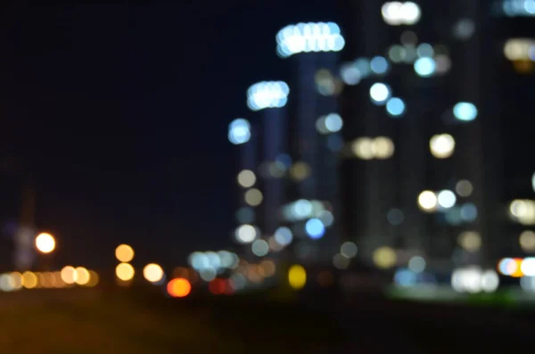 Luzes Abstratas Borradas Fundo Cidade Noite — Fotografia de Stock