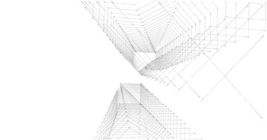 Mimari sanat konseptinde soyut çizgiler, minimum geometrik şekiller. 