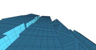 Arkaplanda mimari bina 3d illüstrasyon