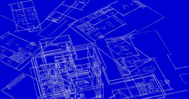 Mimari sanat konseptinde soyut çizgiler, minimum geometrik şekiller. 