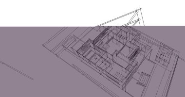 Mimari sanat konseptinde soyut çizgiler, minimum geometrik şekiller. 