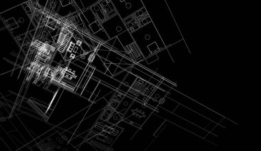 Mimari sanat konseptinde soyut çizgiler, minimum geometrik şekiller. 