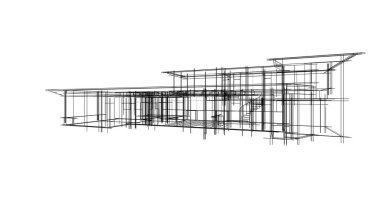 Mimari sanat konseptinde soyut çizgiler, minimum geometrik şekiller. 