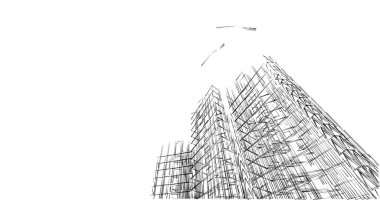 Mimari sanat konseptinde soyut çizgiler, minimum geometrik şekiller. 