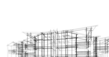 Mimari sanat konseptinde soyut çizgiler, minimum geometrik şekiller. 