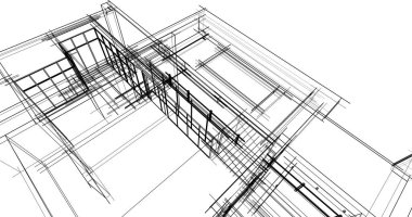 Arkaplanda mimari bina 3d illüstrasyon