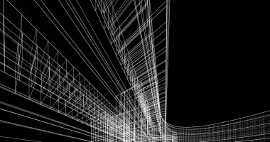 Mimari sanat konseptinde soyut çizgiler, minimum geometrik şekiller. 