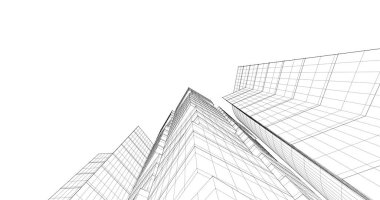 Arkaplanda mimari bina 3d illüstrasyon