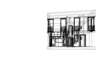 Arkaplanda mimari bina 3d illüstrasyon