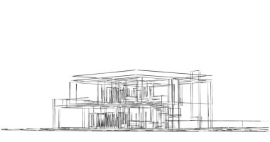 Mimari sanat konseptinde soyut çizgiler, minimum geometrik şekiller. 