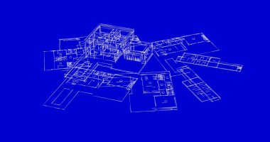Mimari sanat konseptinde soyut çizgiler, minimum geometrik şekiller. 