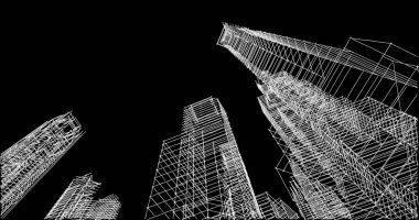 Mimari sanat konseptinde soyut çizgiler, minimum geometrik şekiller. 