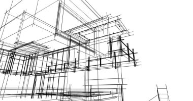 Arkaplanda mimari bina 3d illüstrasyon