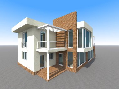 Arkaplanda mimari bina 3d illüstrasyon