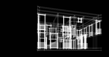 Mimari sanat konseptinde soyut çizgiler, minimum geometrik şekiller. 