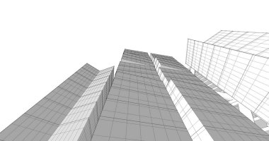 Arkaplanda mimari bina 3d illüstrasyon