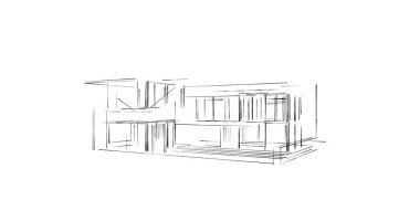 Mimari sanat konseptinde soyut çizgiler, minimum geometrik şekiller. 