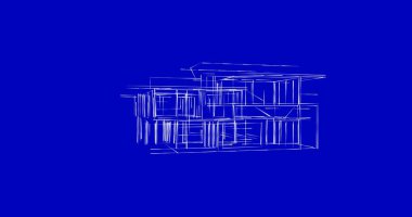 Arkaplanda mimari bina 3d illüstrasyon