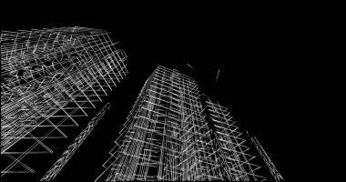 Mimari sanat konseptinde soyut çizgiler, minimum geometrik şekiller. 