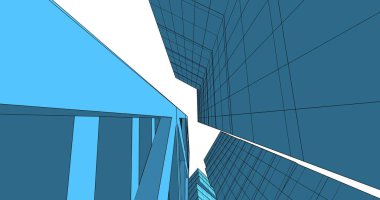 Arkaplanda mimari bina 3d illüstrasyon