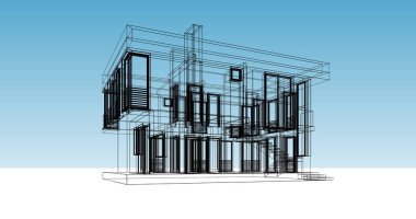 Mimari sanat konseptinde soyut çizgiler, minimum geometrik şekiller. 