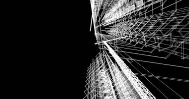 Mimari sanat konseptinde soyut çizgiler, minimum geometrik şekiller. 