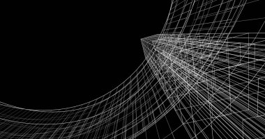 Mimari sanat konseptinde soyut çizgiler, minimum geometrik şekiller. 