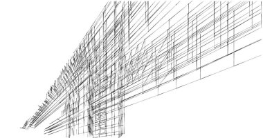 Mimari sanat konseptinde soyut çizgiler, minimum geometrik şekiller. 