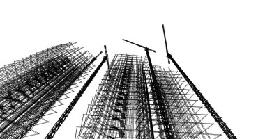 Mimari sanat konseptinde soyut çizgiler, minimum geometrik şekiller. 